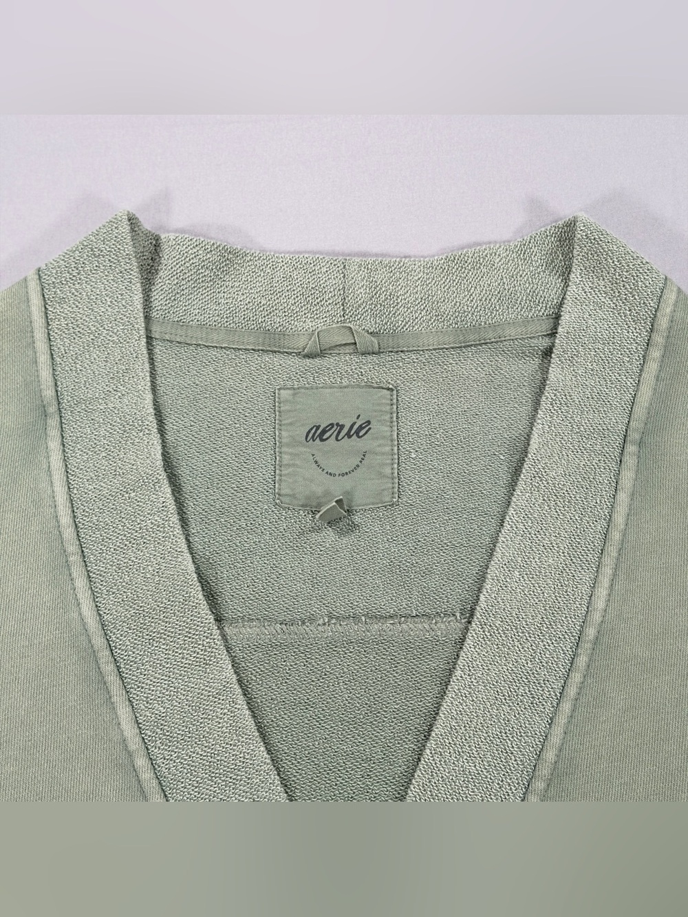 Aerie Women's XXS Olive Green Fleece Cardigan Button Front Cozy Sweater Cabin - Picture 5 of 11